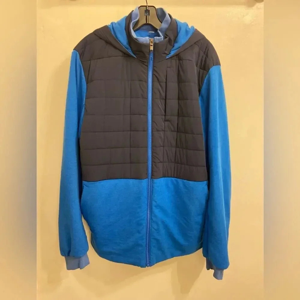 Lululemon Quilted Two Tone Blue Hoodie Jacket Size Large